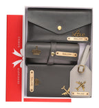 AICA Personalised Name & Charm Womens Leather Gift Set | Gifts for Women (Dark Brown)