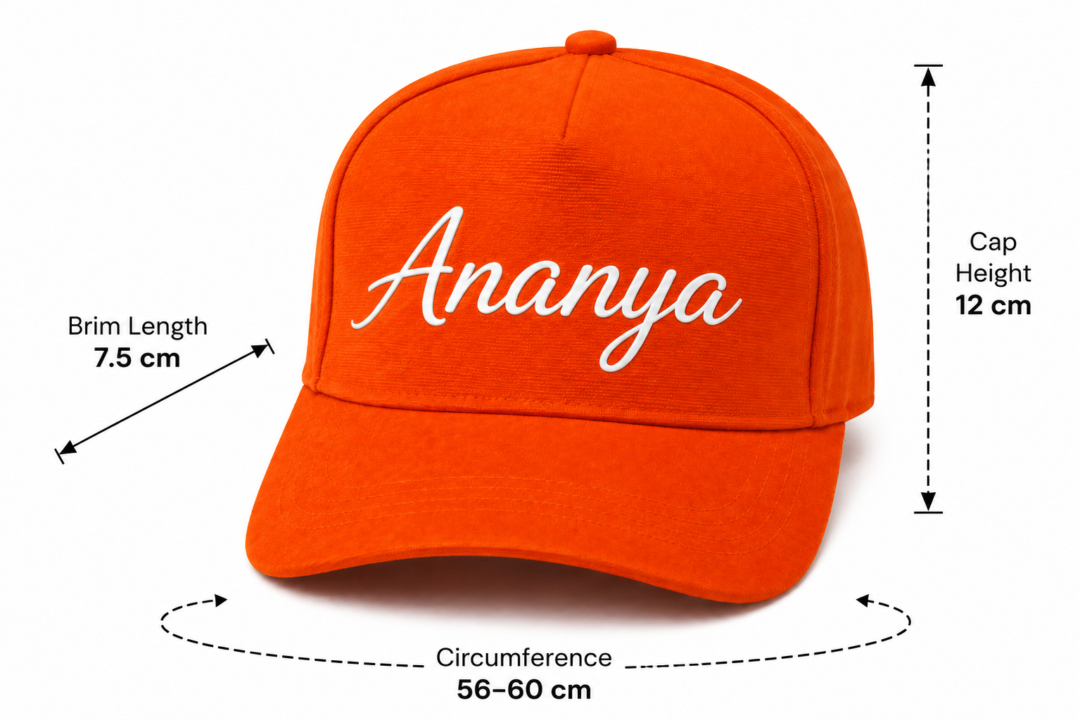 AICA Personalised Name Flex Cap for Men & Women �  Free Size | Gifts for Men & Women (Orange)