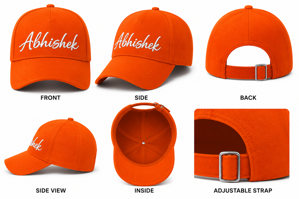 AICA Personalised Name Flex Cap for Men & Women �  Free Size | Gifts for Men & Women (Orange)