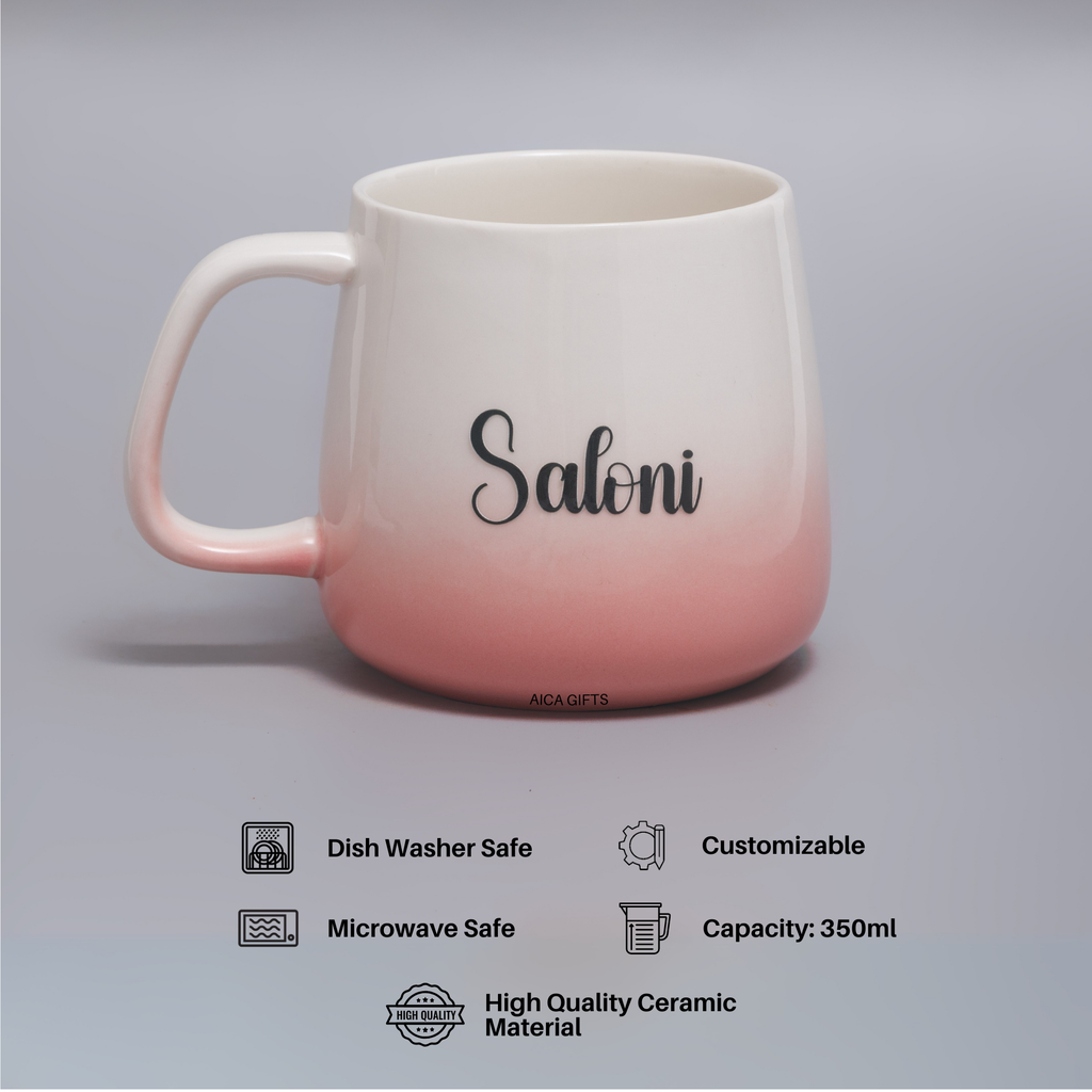 AICA Personalized Mr Mrs Couple Coffee Mugs Set 350ml |Customized Gift for Valentine Wedding Birthday Anniversary Gift for Husband Wife Girlfriend Boyfriend Groom Bride (Blue & Pink)