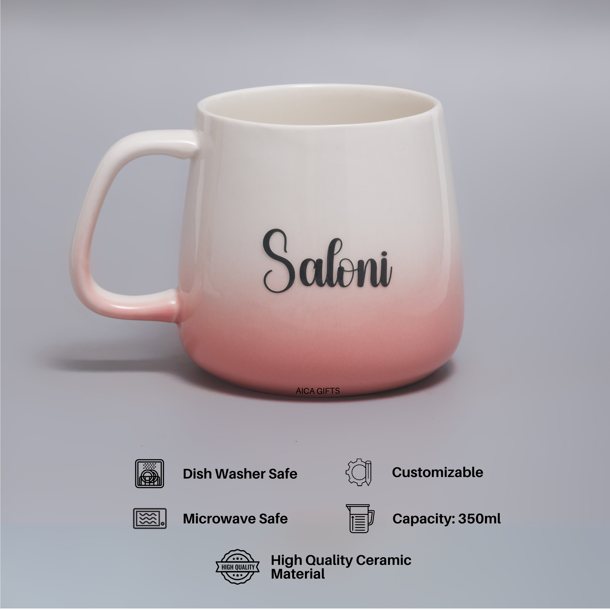 AICA Personalized Mr Mrs Couple Coffee Mugs Set 350ml |Customized Gift for Valentine Wedding Birthday Anniversary Gift for Husband Wife Girlfriend Boyfriend Groom Bride (Blue & Pink)