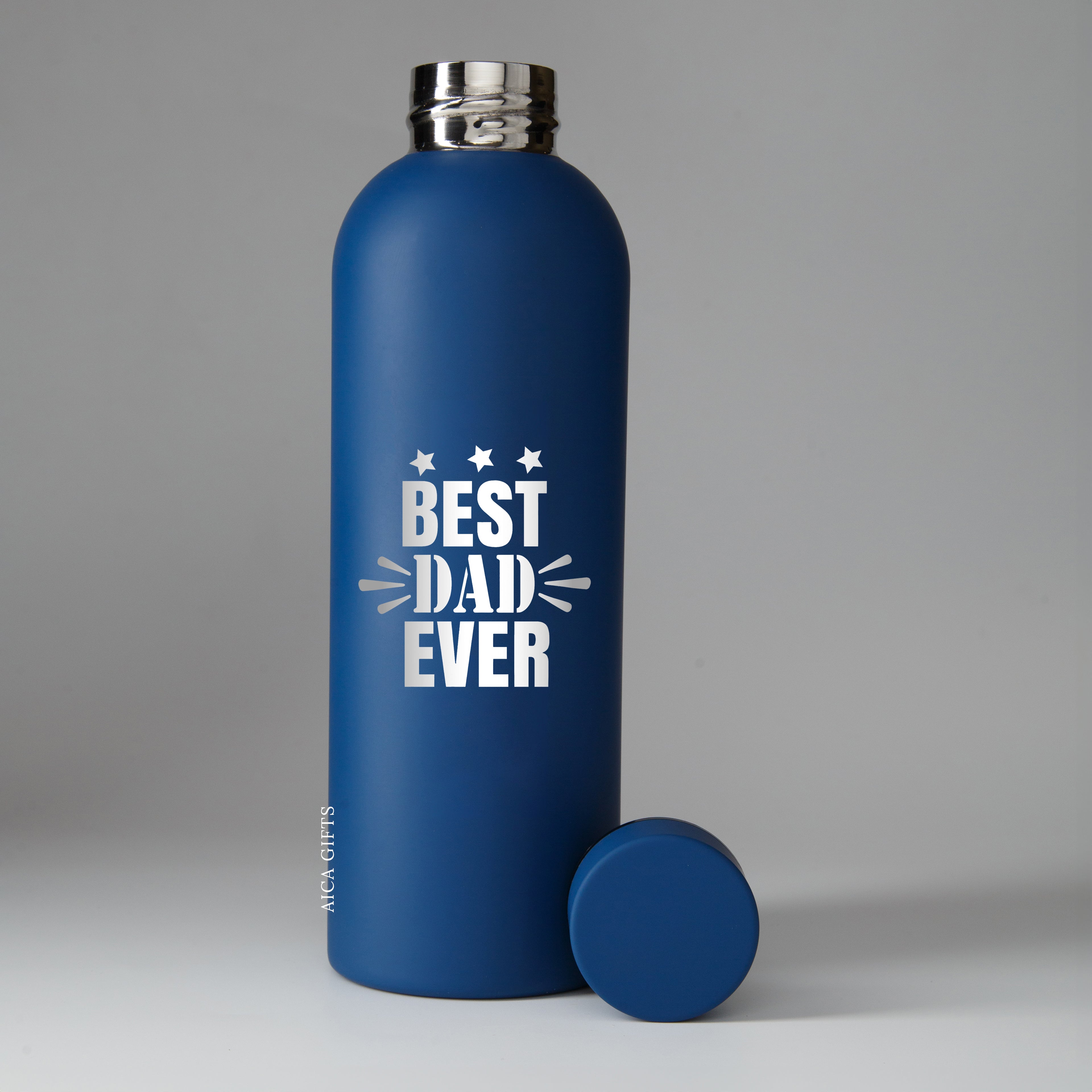 Best Dad Ever Stainless Bottle - Navy Blue