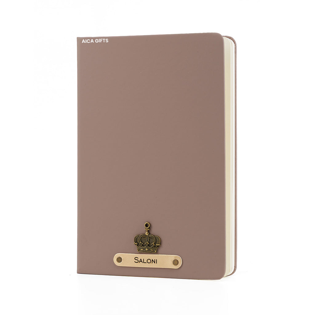 Personalized Name Leather Diary -A5 Size, 180 Ruled Pages (Light Brown)