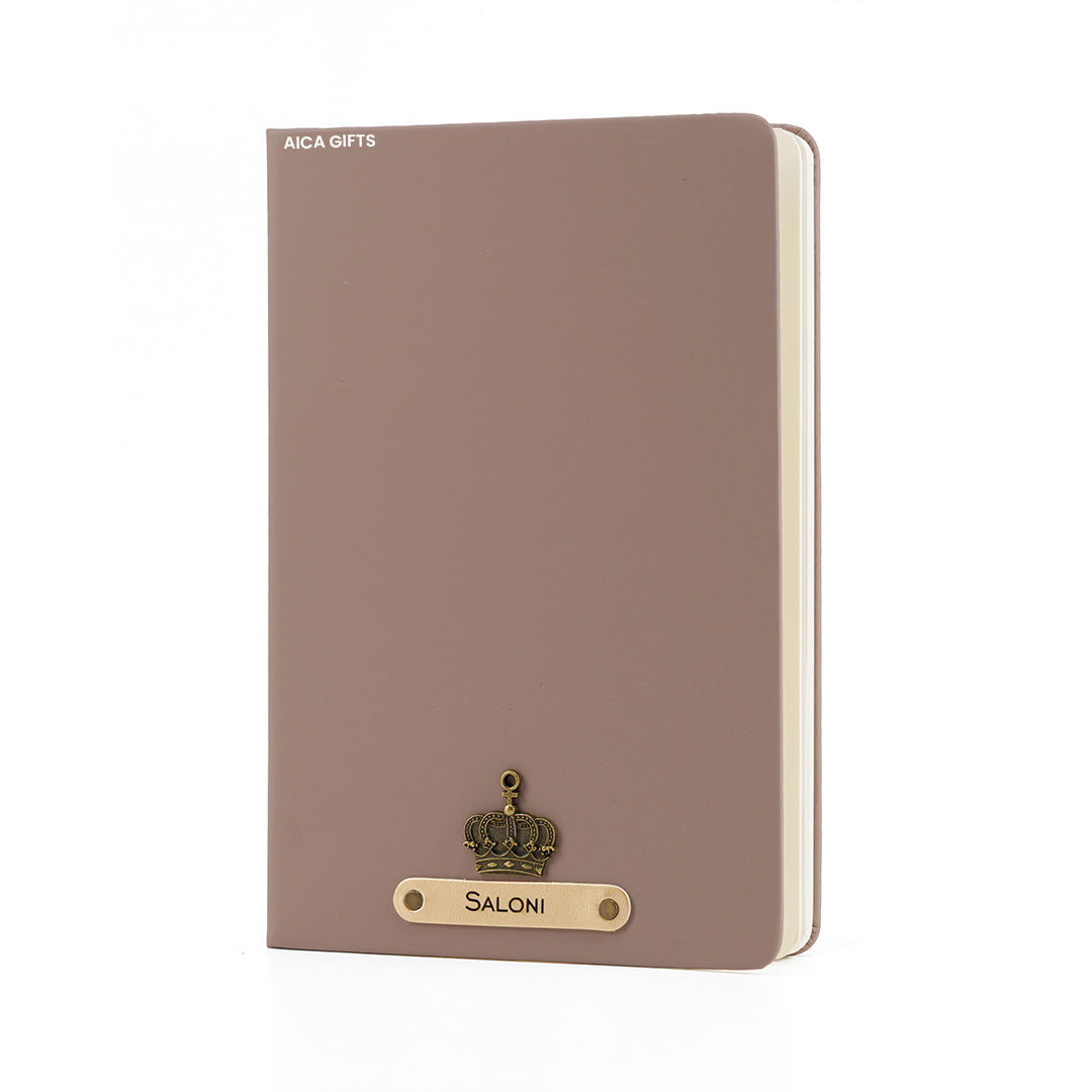 Personalized Name Leather Diary -A5 Size, 180 Ruled Pages (Light Brown)