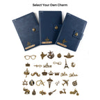 Personalized Name Leather Magnetic Diary A5 Size 200 Pages - Navy Blue