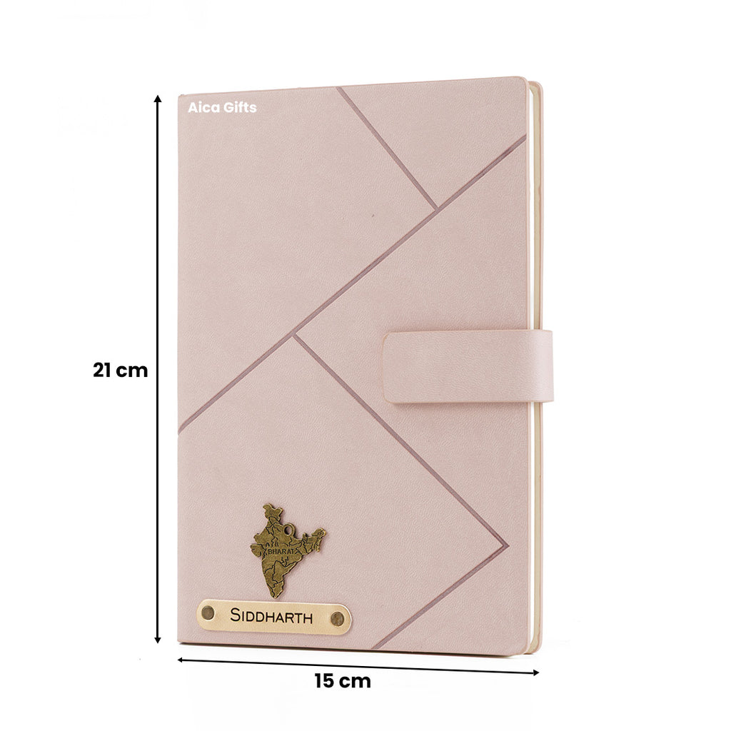 Personalized Name Self Design Leather Diary A5-160 Pages - Light Pink
