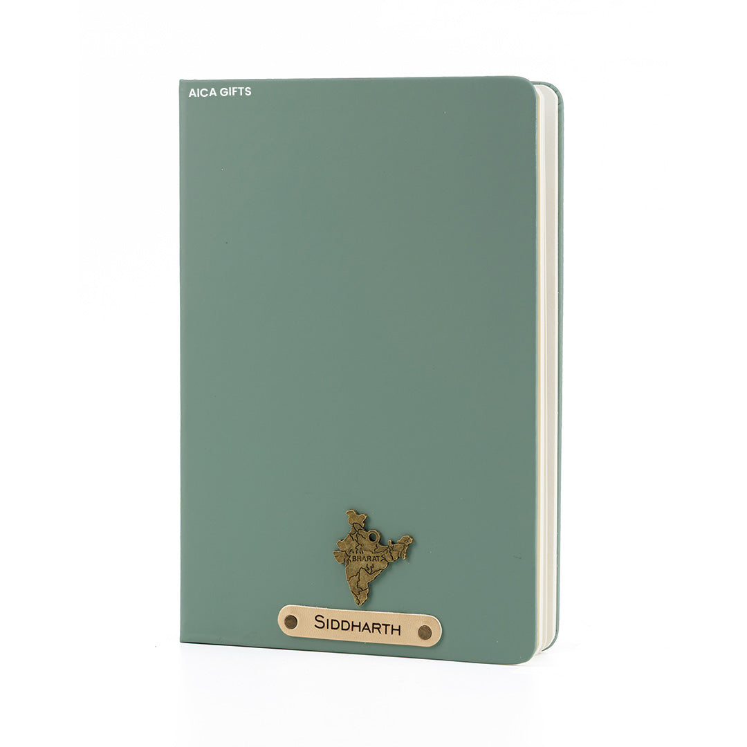 Personalized Name Leathe Diary -A5 Size, 180 Ruled Pages (Olive Green)