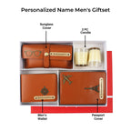 Aica Personalized Name & Charm Leather Men's Combo (Tan Brown)
