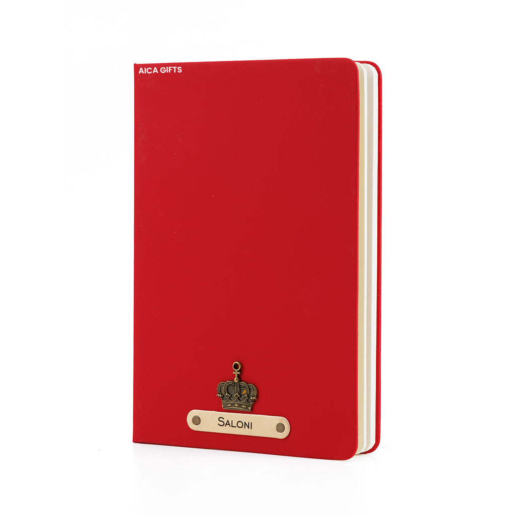 Personalized Name Leather Diary -A5 Size, 180 Ruled Pages (Red)