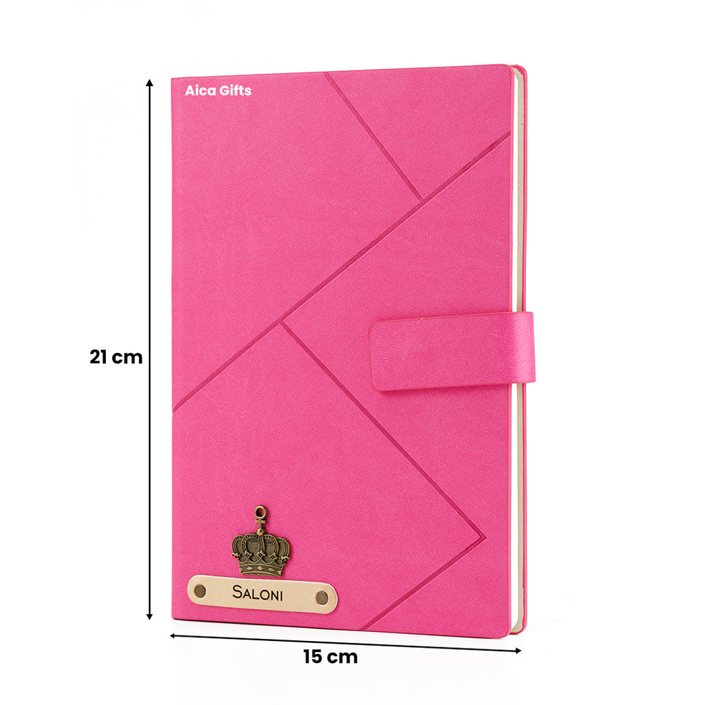 Personalized Name Self Design Leather Diary A5-160 Pages - Dark Pink