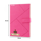 Personalized Name Self Design Leather Diary A5-160 Pages - Dark Pink