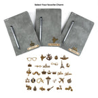 Personalized Magnetic Stick Diary & Pen Gift Set - Grey