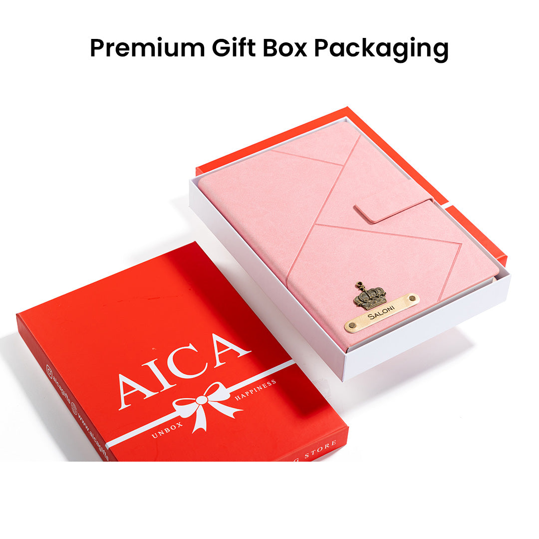 Personalized Name Self Design Leather Diary A5-160 Pages - Nude Pink