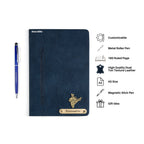 Personalized Magnetic Stick Diary & Pen Gift Set - Navy Blue