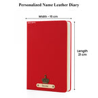 Personalized Name Leather Diary -A5 Size, 180 Ruled Pages (Red)