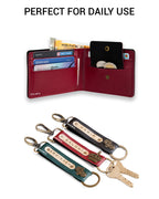 AICA Personalized Name & Charm Leather Wallet & Keychain Giftset for Men ( Wine )