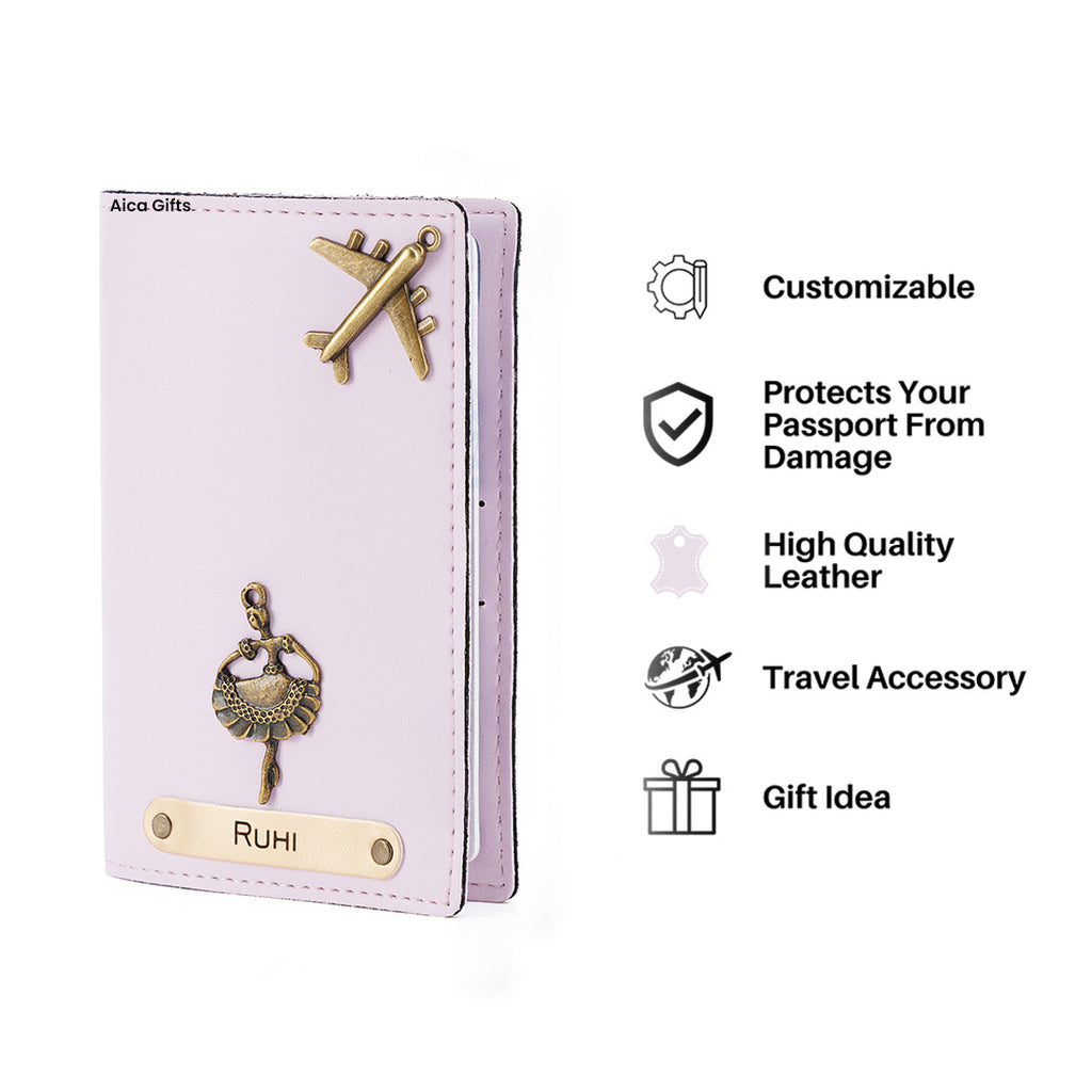 Personalised Name  Passport Cover Holder (Purple)