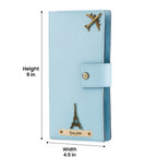 AICA Personalized Name & Charm Long Leather Wallet Passport Cover (BabyBlue)