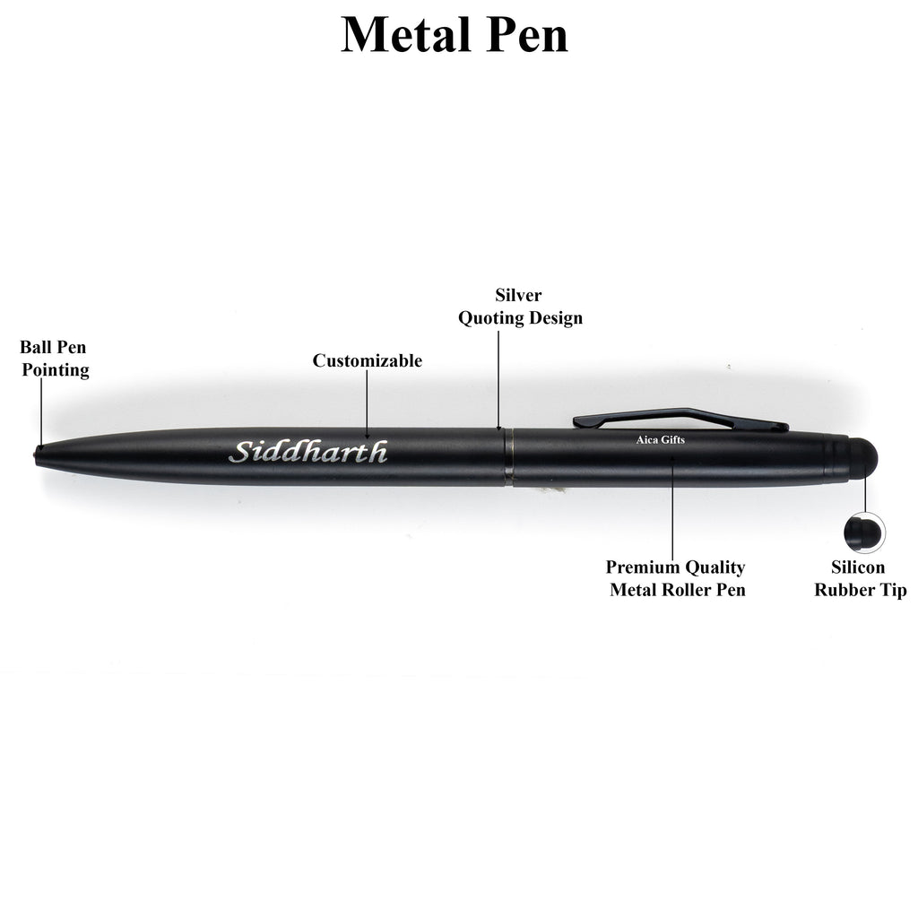 AICA Gifts Personalized Pens with Name Engraved (Black) Roller Ball Pen