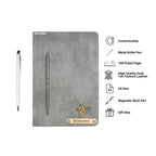 Personalized Magnetic Stick Diary & Pen Gift Set - Grey