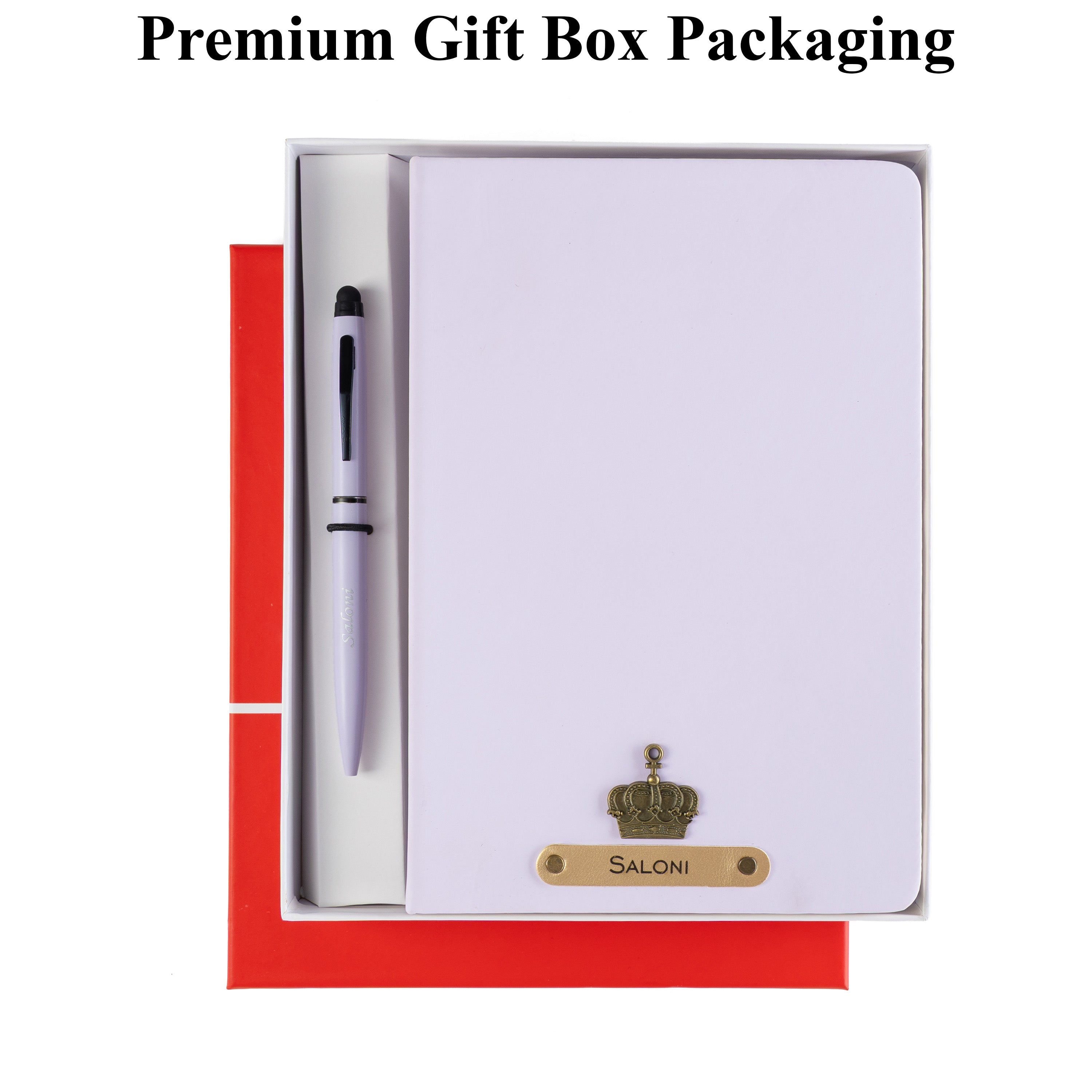 AICA Personalized Purple Leather Diary & Metal Pen Combo for Men & Women (Purple)