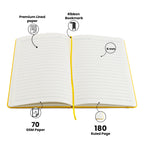 Personalized Name Leather Diary -A5 Size, 180 Ruled Pages (Yellow)