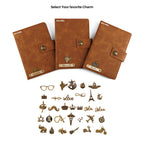 Personalized Name Leather Magnetic Diary A5 Size 200 Pages - Brown