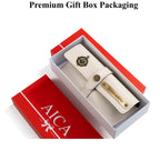 AICA Personalised Name & Charm Leather Sunglass Case Cover for Men & Women (Cream)