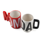 AICA Mom & Dad Couple Ceramic Coffee Mug Set - 2pcs (Red & White) 500ml