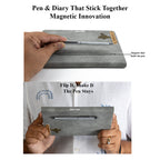 Personalized Magnetic Stick Diary & Pen Gift Set - Grey