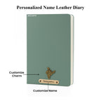 Personalized Name Leathe Diary -A5 Size, 180 Ruled Pages (Olive Green)