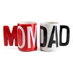 AICA Mom & Dad Couple Ceramic Coffee Mug Set - 2pcs (Red & White) 500ml