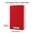 Personalized Name Leather Diary -A5 Size, 180 Ruled Pages (Red)