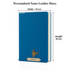 Personalized Name Leather Diary -A5 Size, 180 Ruled Pages (Persian Blue)