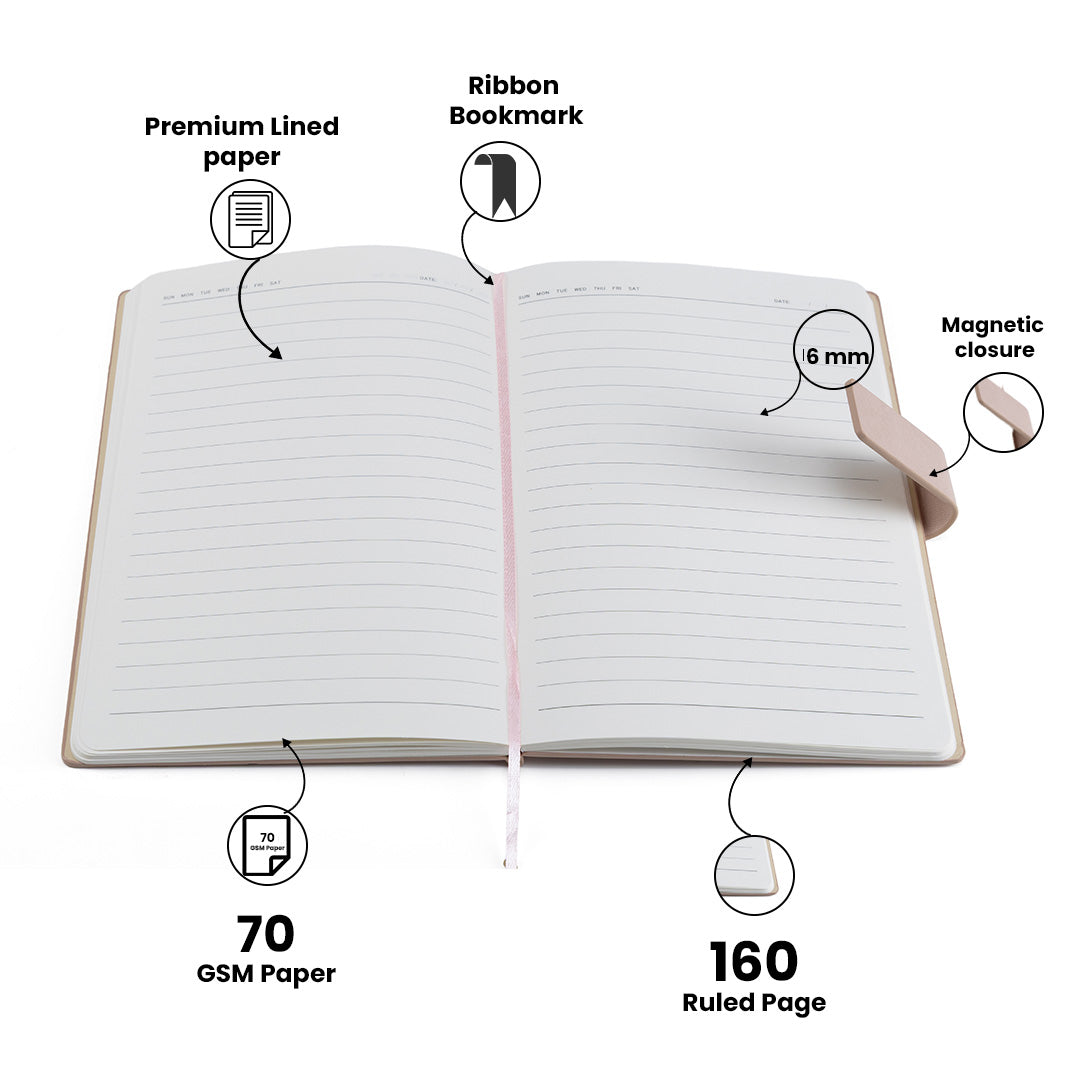 Personalized Name Self Design Leather Diary A5-160 Pages - Light Pink