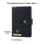 Personalized Name Leather Magnetic Diary A5 Size 200 Pages - Black