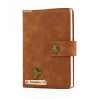 Personalized Name Leather Magnetic Diary A5 Size 200 Pages - Brown