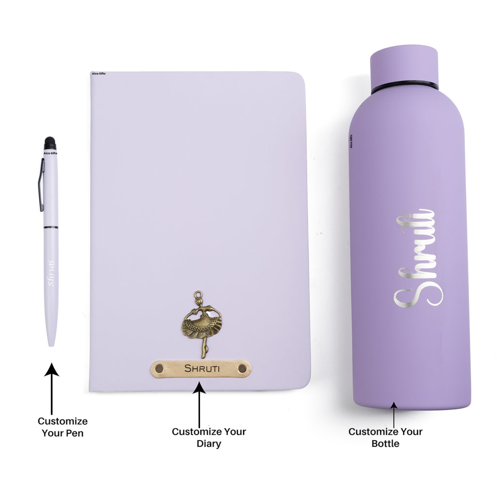 Personalized Diary Pen & Bottle – 3pcsGift Set All