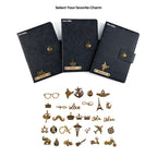 Personalized Name Leather Magnetic Diary A5 Size 200 Pages - Black