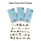 AICA Personalized Name & Charm Long Leather Wallet Passport Cover (BabyBlue)