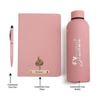 Personalized-  Pen Bottle Diary Combo Giftset - Nudepink