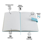 Personalized Name Self Design Leather Diary A5-160 Pages - Light Blue