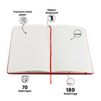 Personalized Name Leather Diary -A5 Size, 180 Ruled Pages (Red)