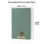 Personalized Name Leathe Diary -A5 Size, 180 Ruled Pages (Olive Green)