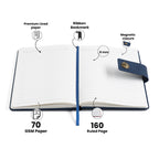 AICA Personalized Name & Charm Leather Magnetic Diary & Pen Combo (Navyblue)