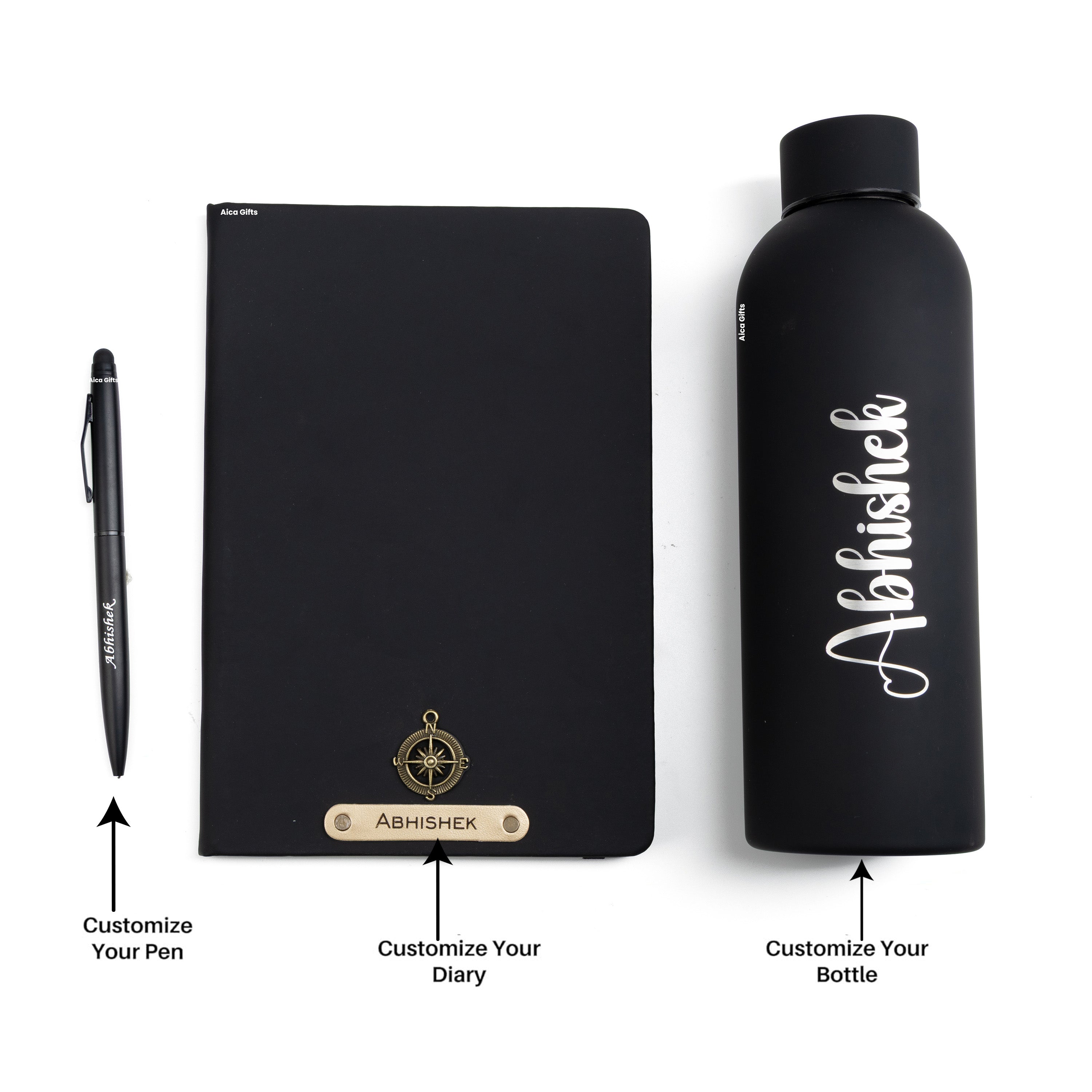 Personalized Diary Pen & Bottle – 3pcsGift Set All