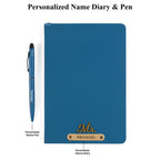 AICA Personalized Mint Green Leather Diary & Metal Pen Combo