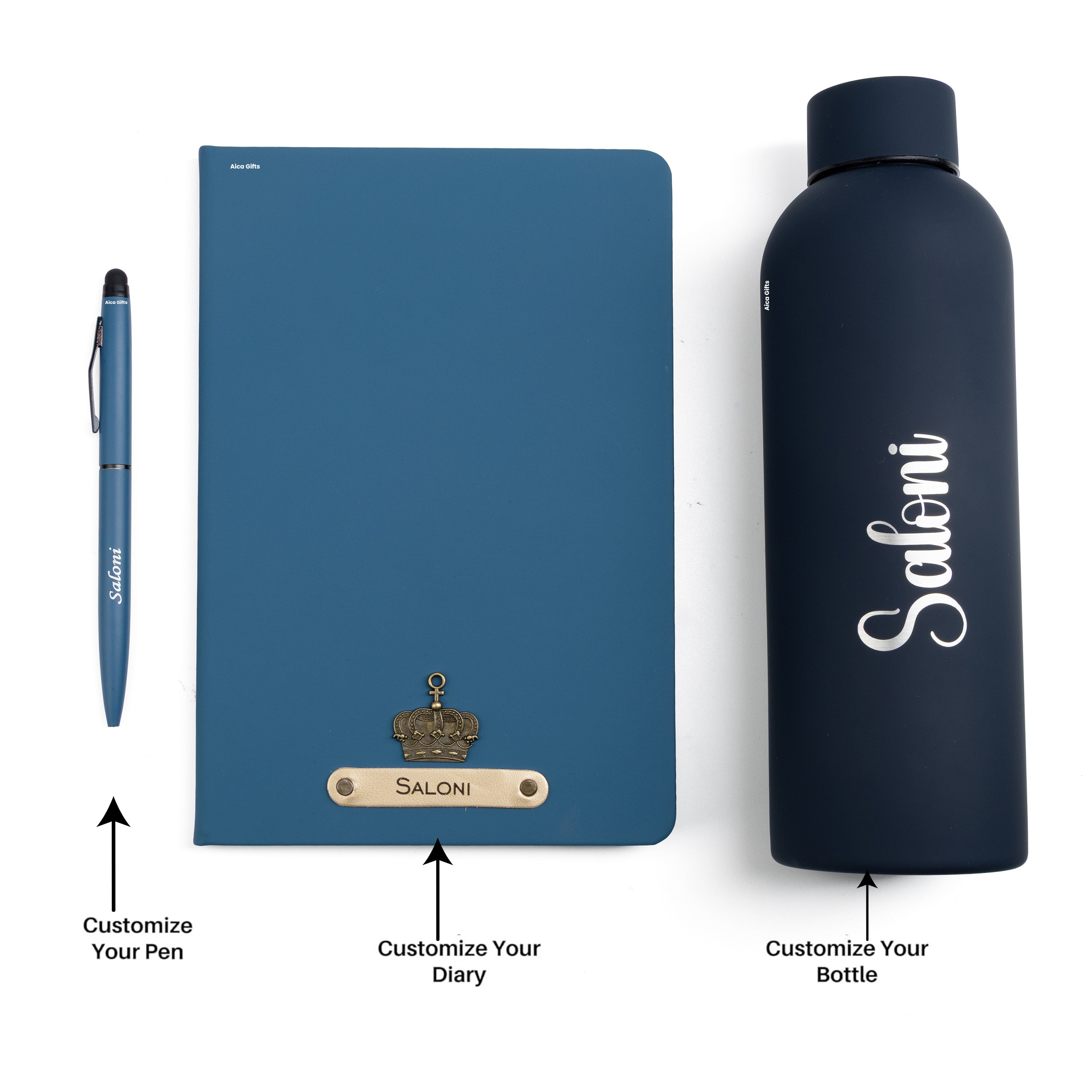 Personalized Diary Pen & Bottle – 3pcsGift Set All