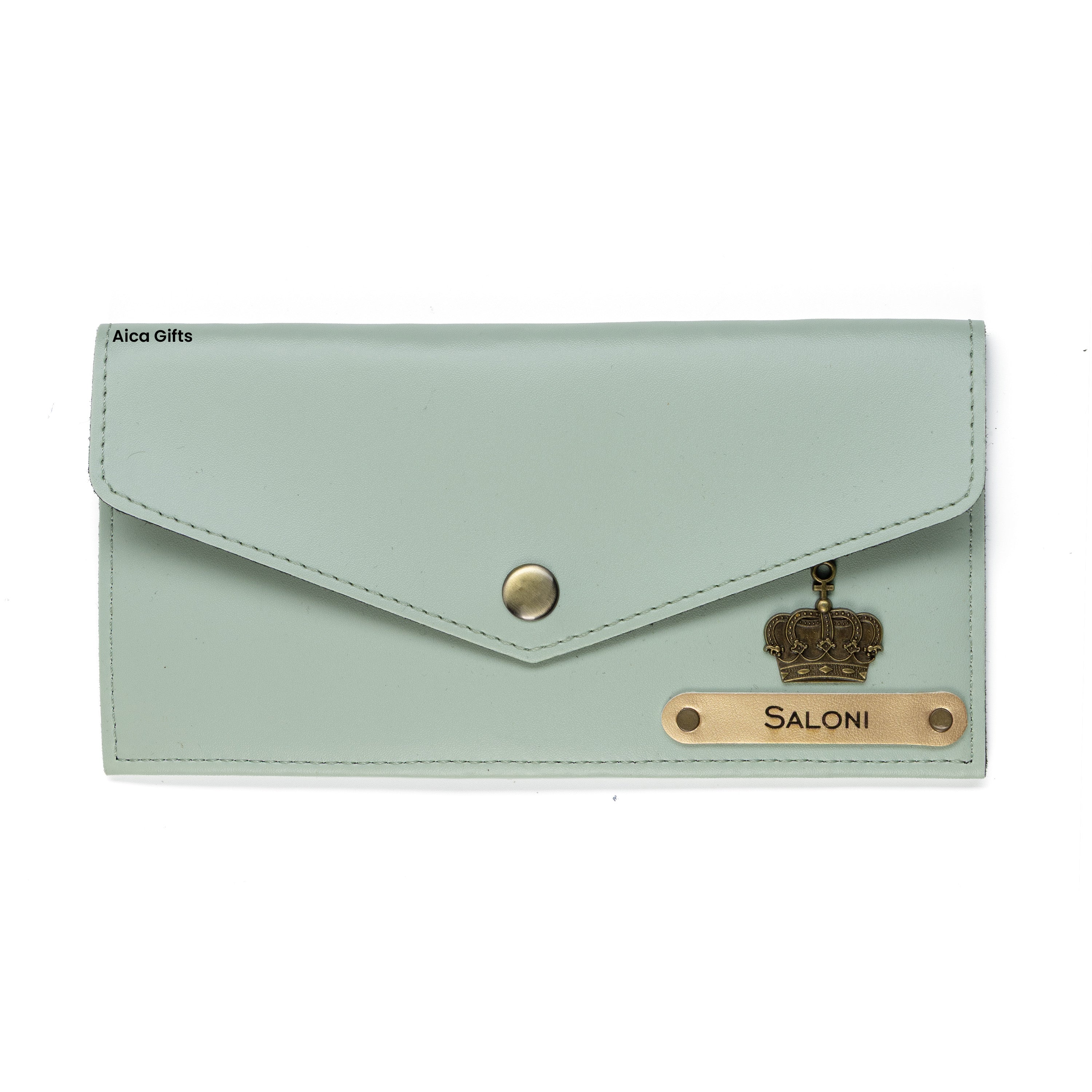 AICA Personalised Name & Charm Leather Wallet Gift for Women (Babyblue) | Womens Day Gift for Ladies Women Wife Girlfriend Mom Sister