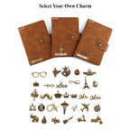 AICA Personalized Name & Charm Leather Magnetic Diary & Pen Combo